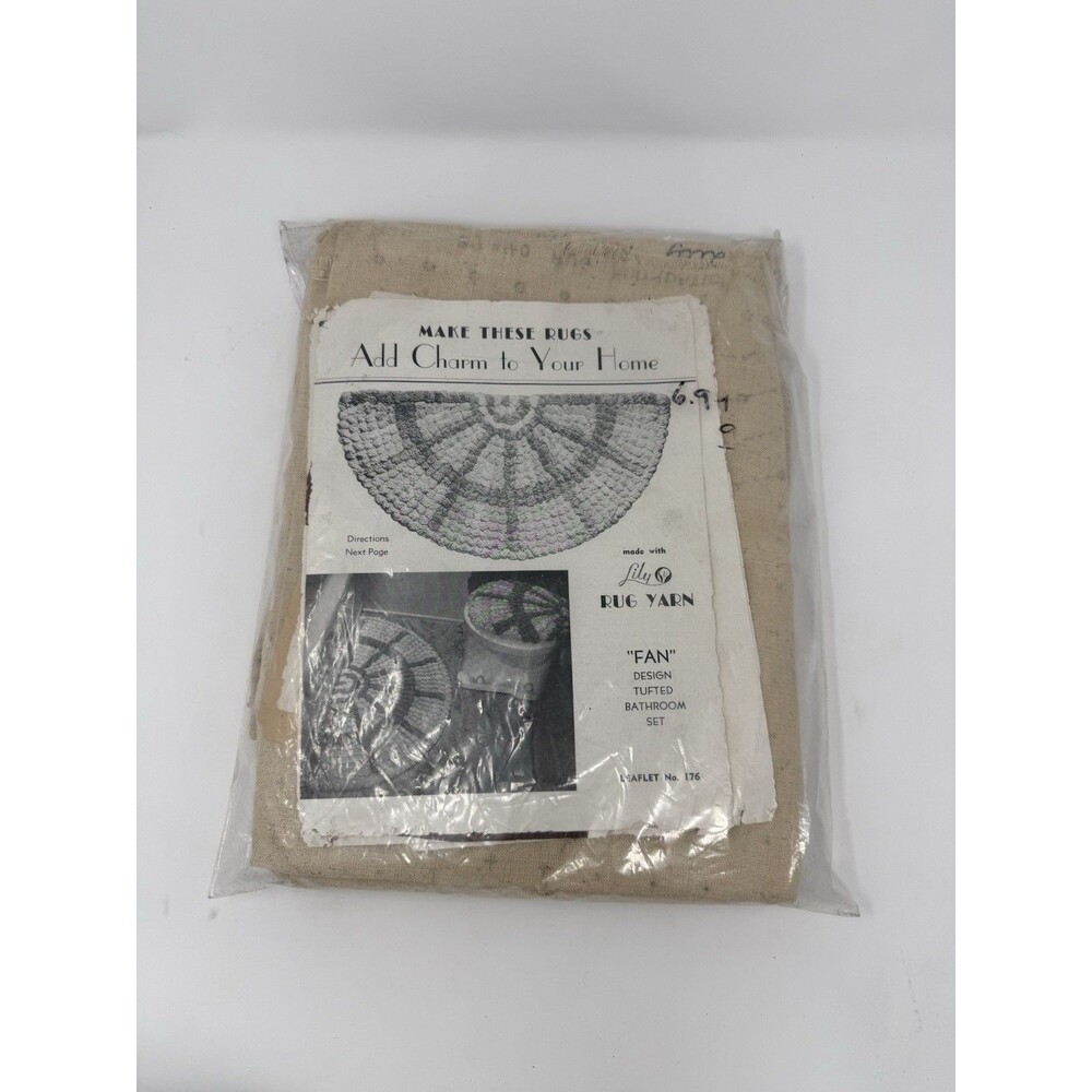 Vintage Lily Rug Yarn Pattern No.176 Fan Tufted Bathroom Set COMPLETE w/ Guide